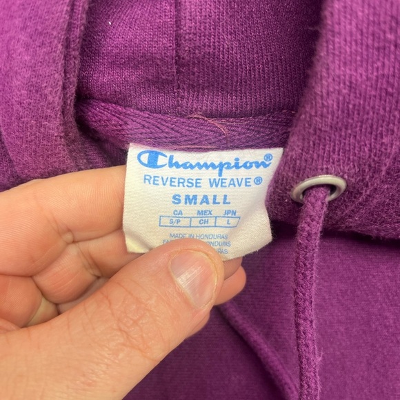 Champions Reverse Weave Hoodie Sweatshirt Mens S Purple Vintage Y2K 90s 1425 - Picture 3 of 8